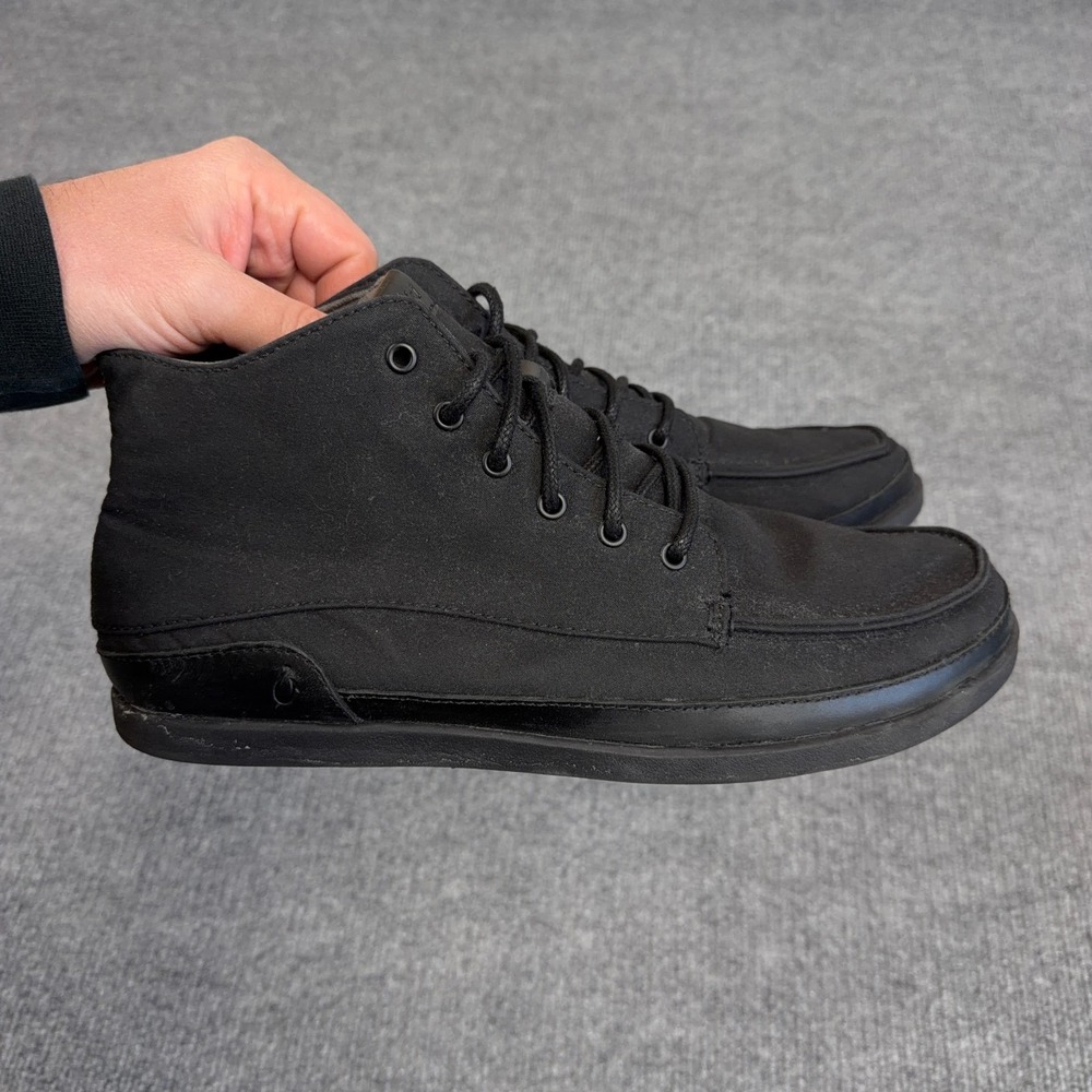 Olukai Shoes Men 10.5 Nalukai Kapa Boot Lava Rock Black Canvas Chukka Mid Ankle